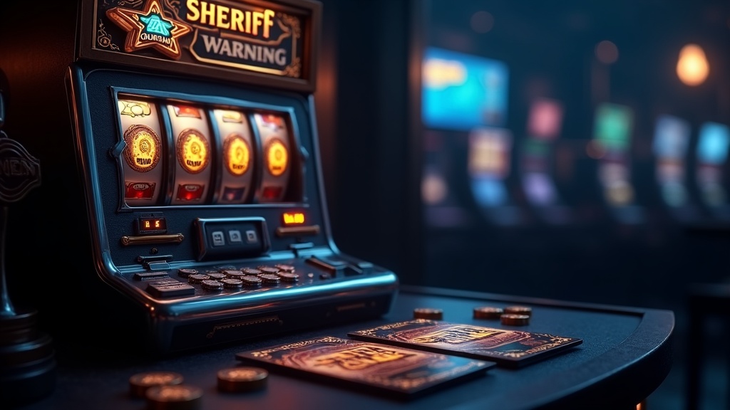 Σκοτεινή καουμπόικη σκηνή με slot και κάρτες bonus