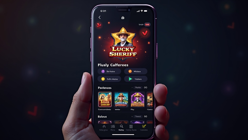 Κινητό με λόμπι της Lucky Sheriff και καθαρά κουμπιά πλοήγησης
